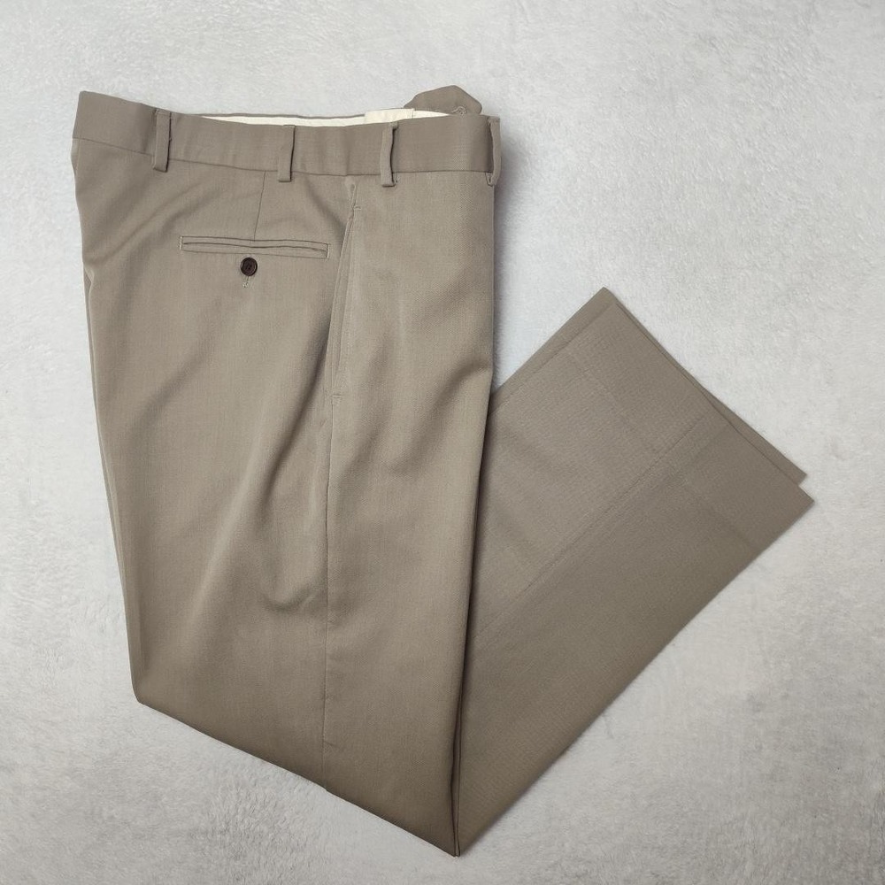 Brooks Brothers Pants Mens 35x28 Beige Madison Wool Viscose Dress Slacks Suit